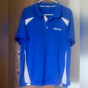 Fastenal Men Short Sleeves Blue White Polo Shirt Large